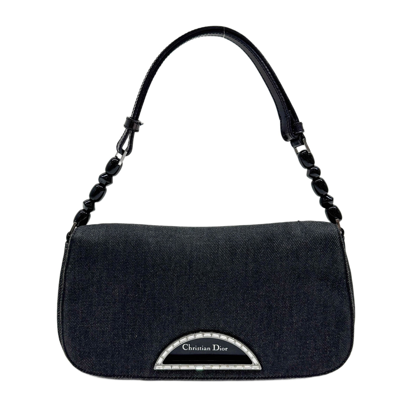 Malice Pearl Black Denim Shoulder Bag