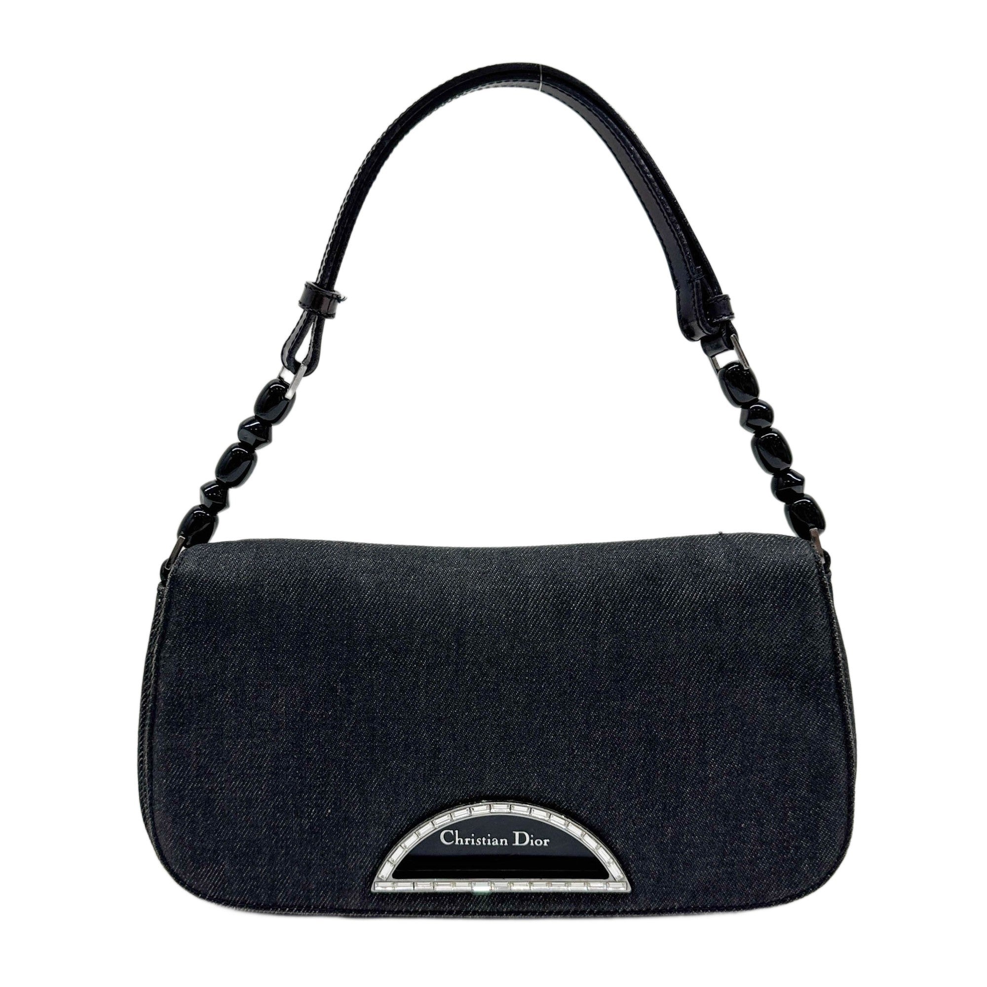 Malice Pearl Black Denim Shoulder Bag