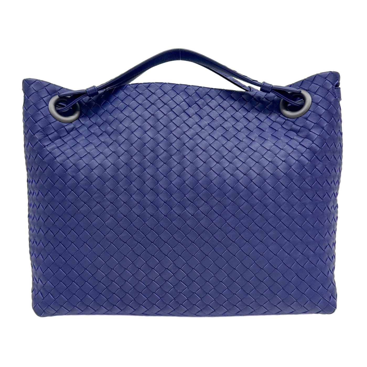 Garda Intrecciato Blue/Plum Leather Handle Bag