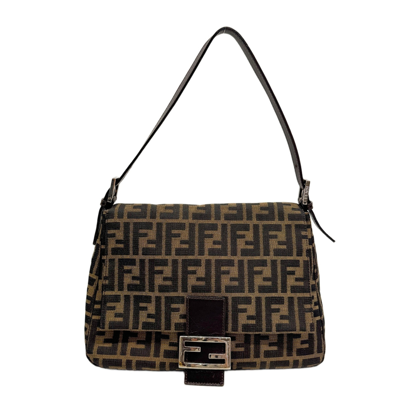 Mamma Baguette Brown Zucca Canvas Shoulder Bag