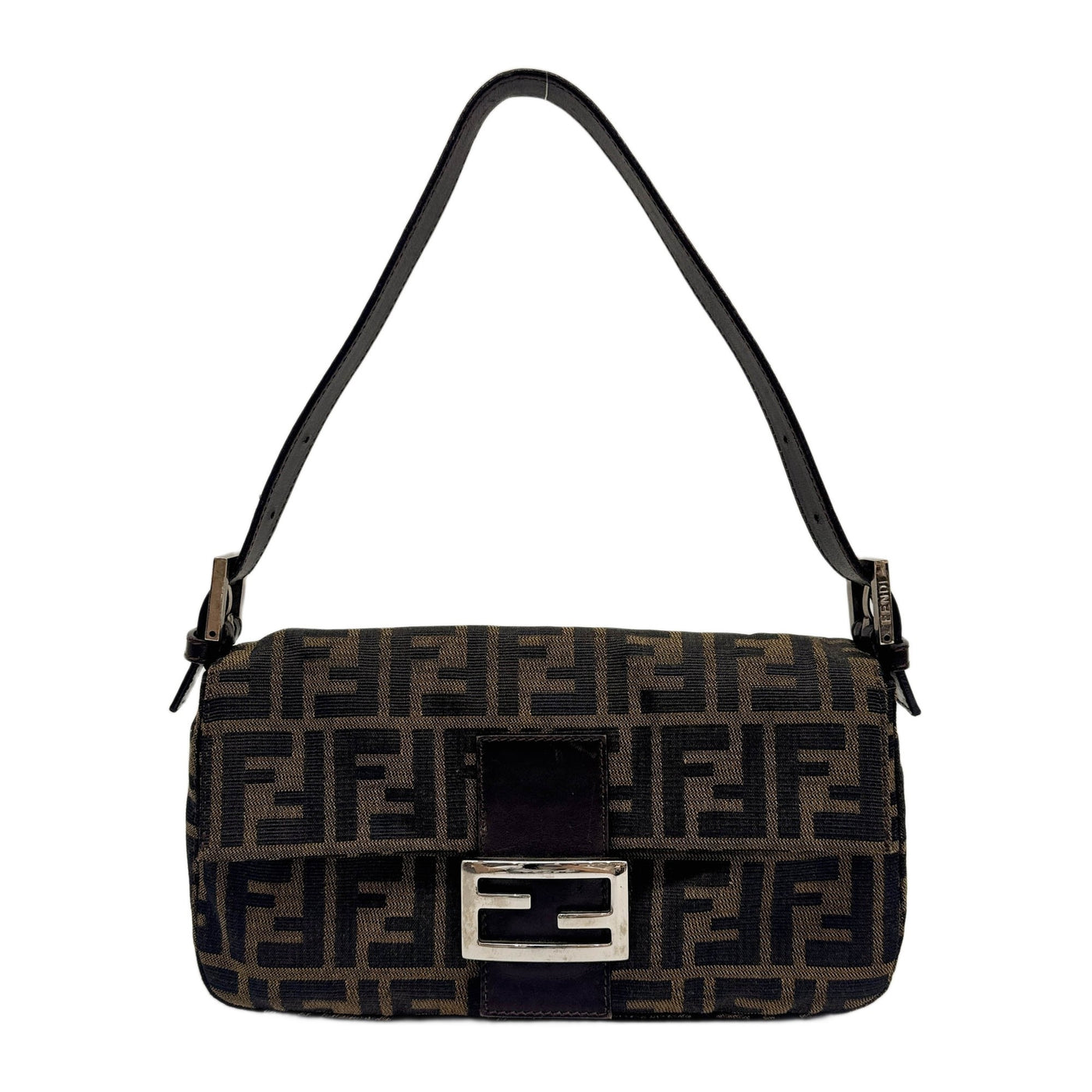 Baguette Brown Zucca Canvas Shoulder Bag