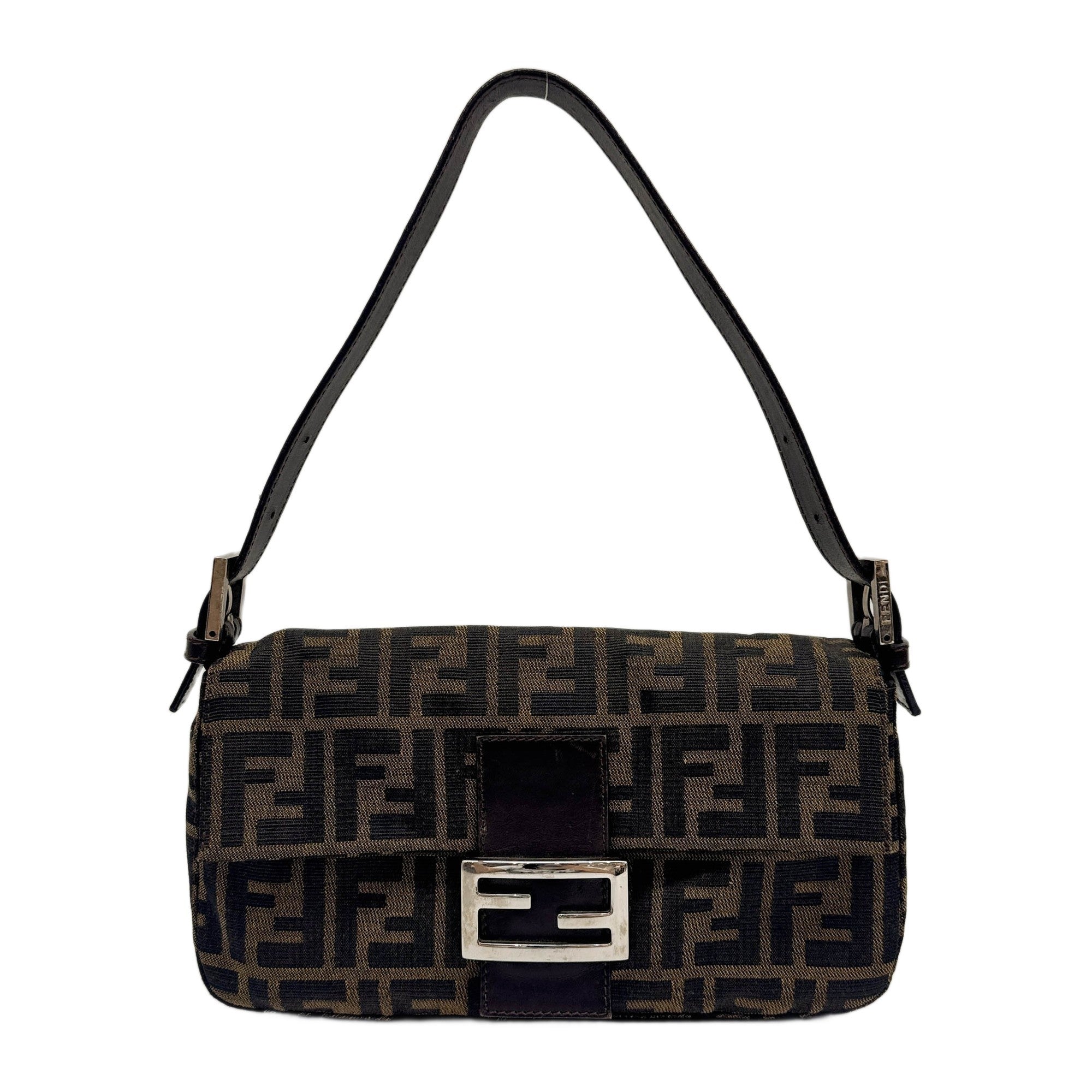 Baguette Brown Zucca Canvas Shoulder Bag