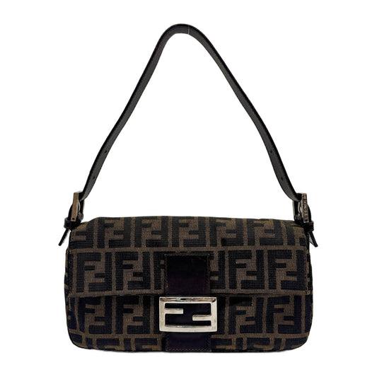 Baguette Brown Zucca Canvas Shoulder Bag