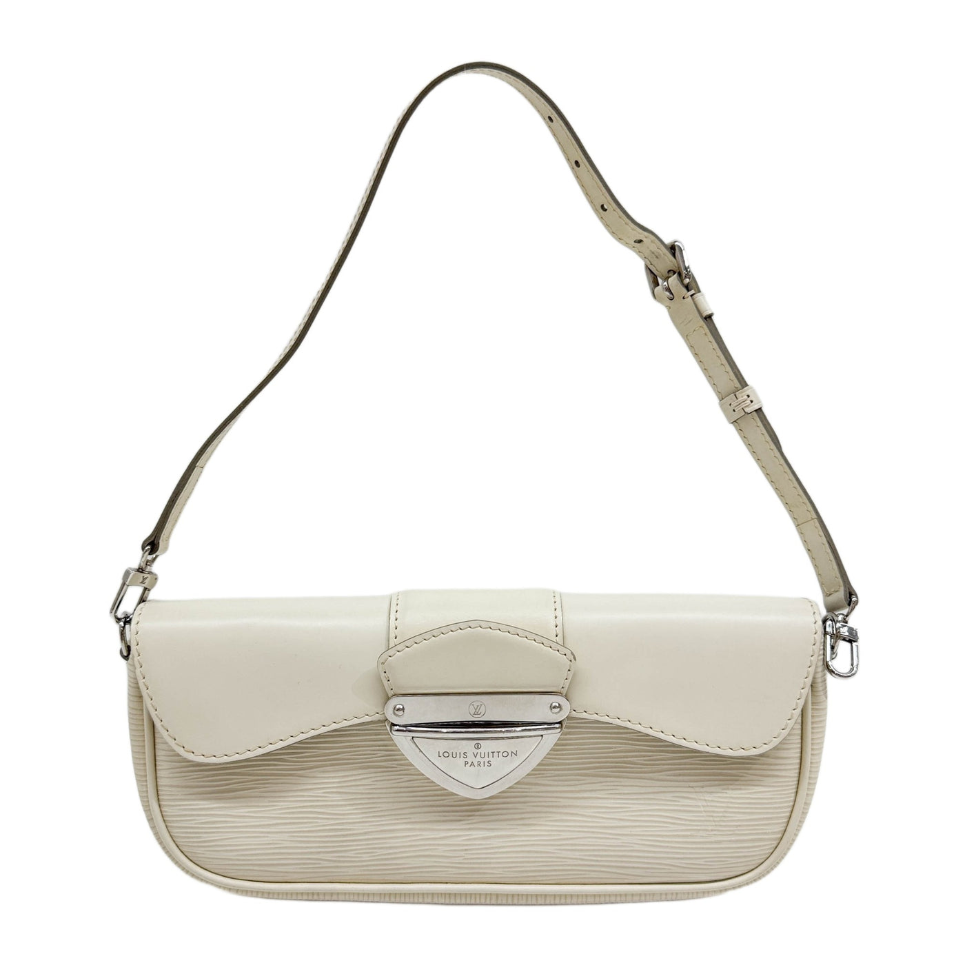 Pochette Montaigne Epi Cream White Leather Shoulder Bag