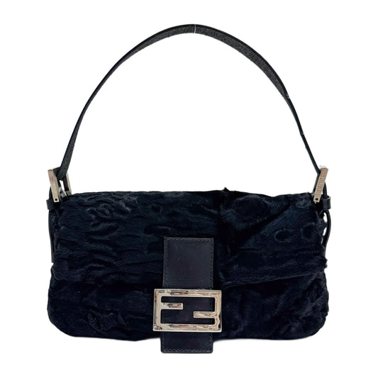 Baguette Black Fur Shoulder Bag