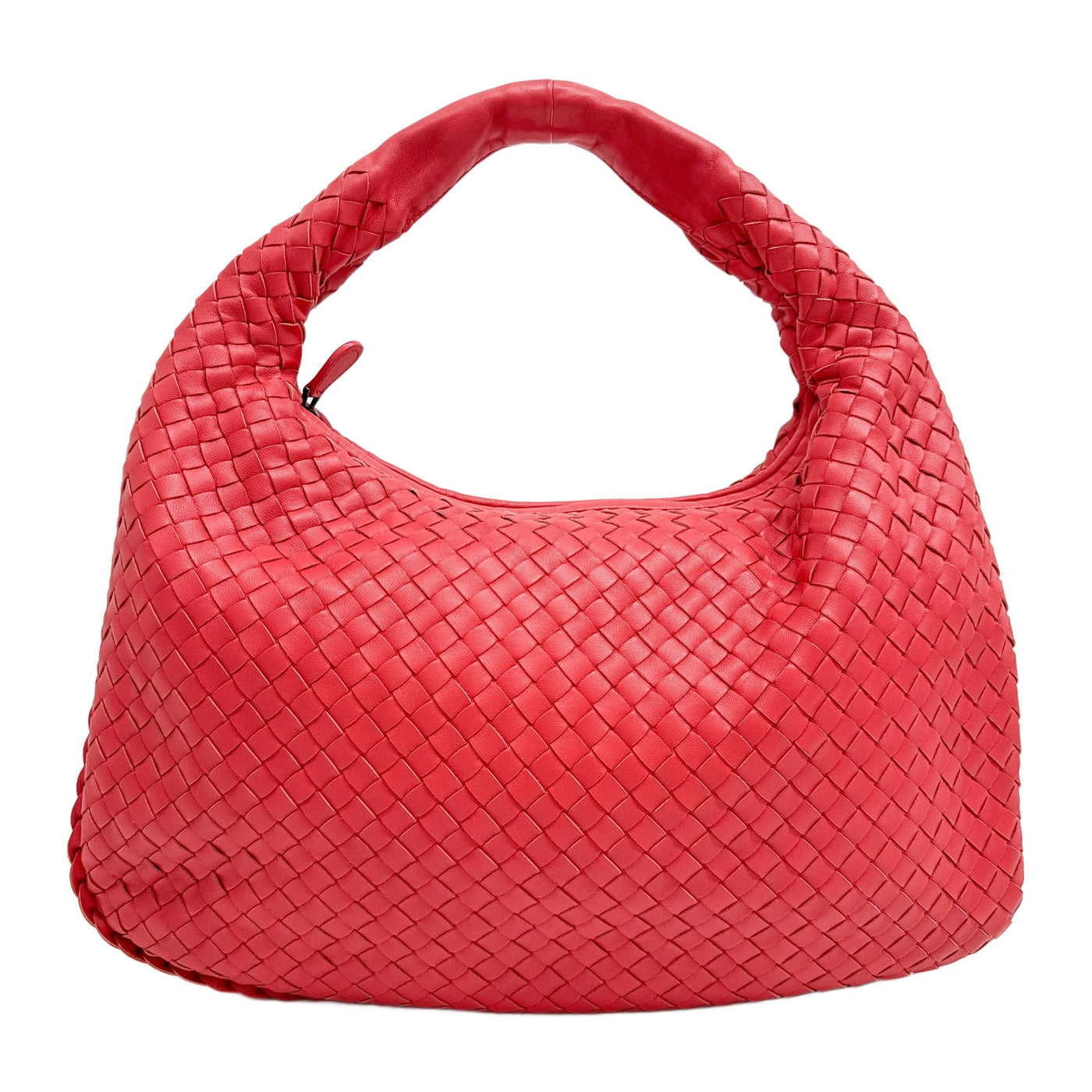 Veneta Intrecciato Red Leather Shoulder Bag