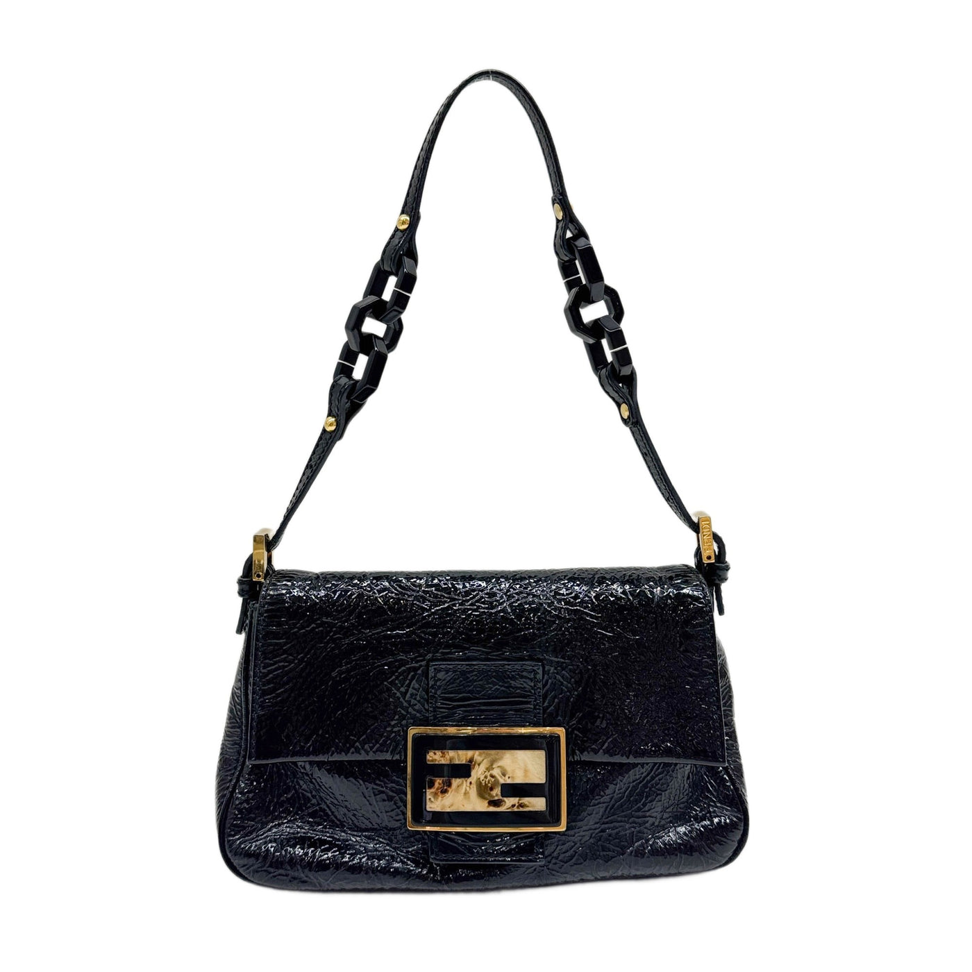 Mini Mamma Baguette Black Leather Shoulder Bag