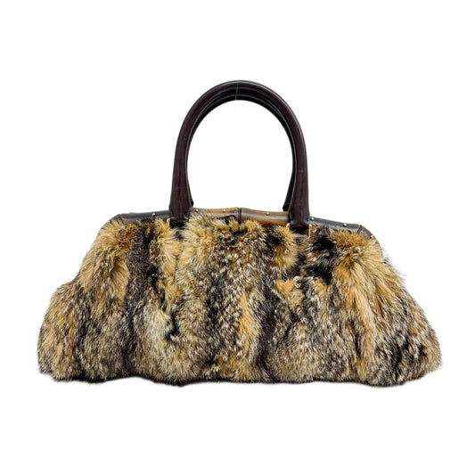 Bamboo Brown Fur Handle Bag