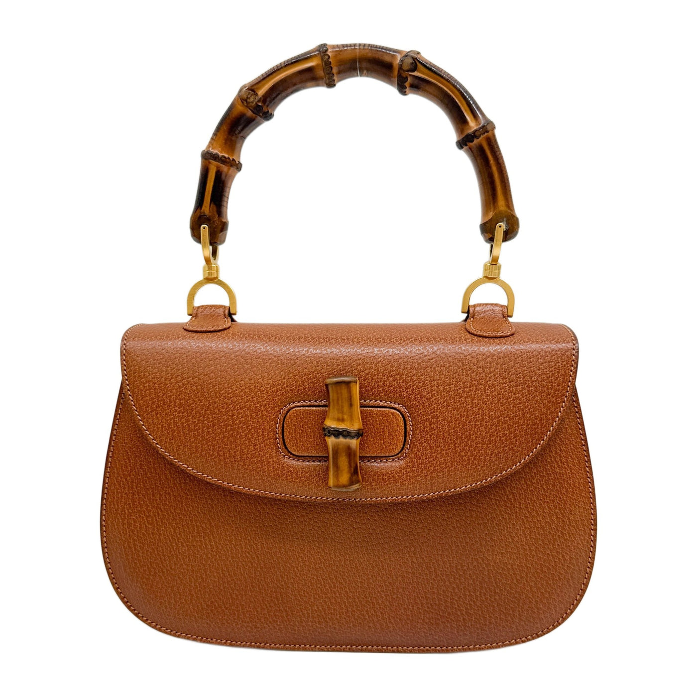 Bamboo Convertible Top Handle Brown Leather