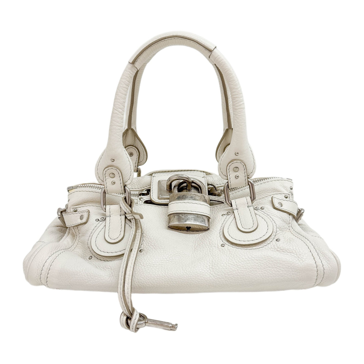 Paddington White Leather Shoulder Bag
