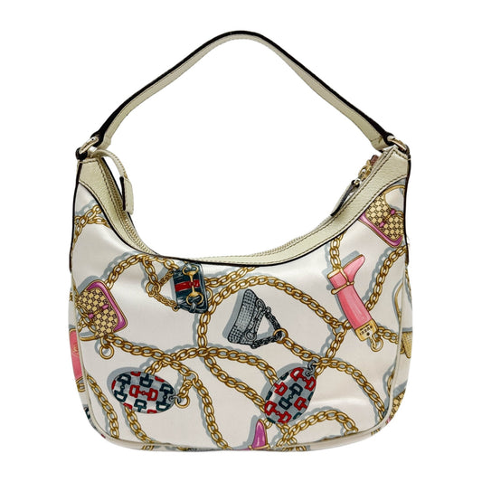 Charmy White Satin Hobo Shoulder Bag