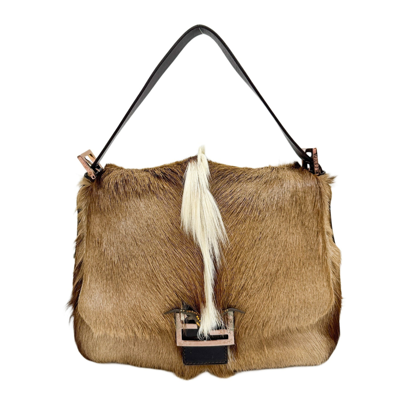 Mamma Baguette Mohawk-Style Brown Gazelle Fur Shoulder Bag