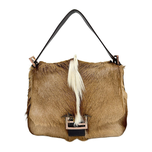 Mamma Baguette Mohawk-Style Brown Gazelle Fur Shoulder Bag