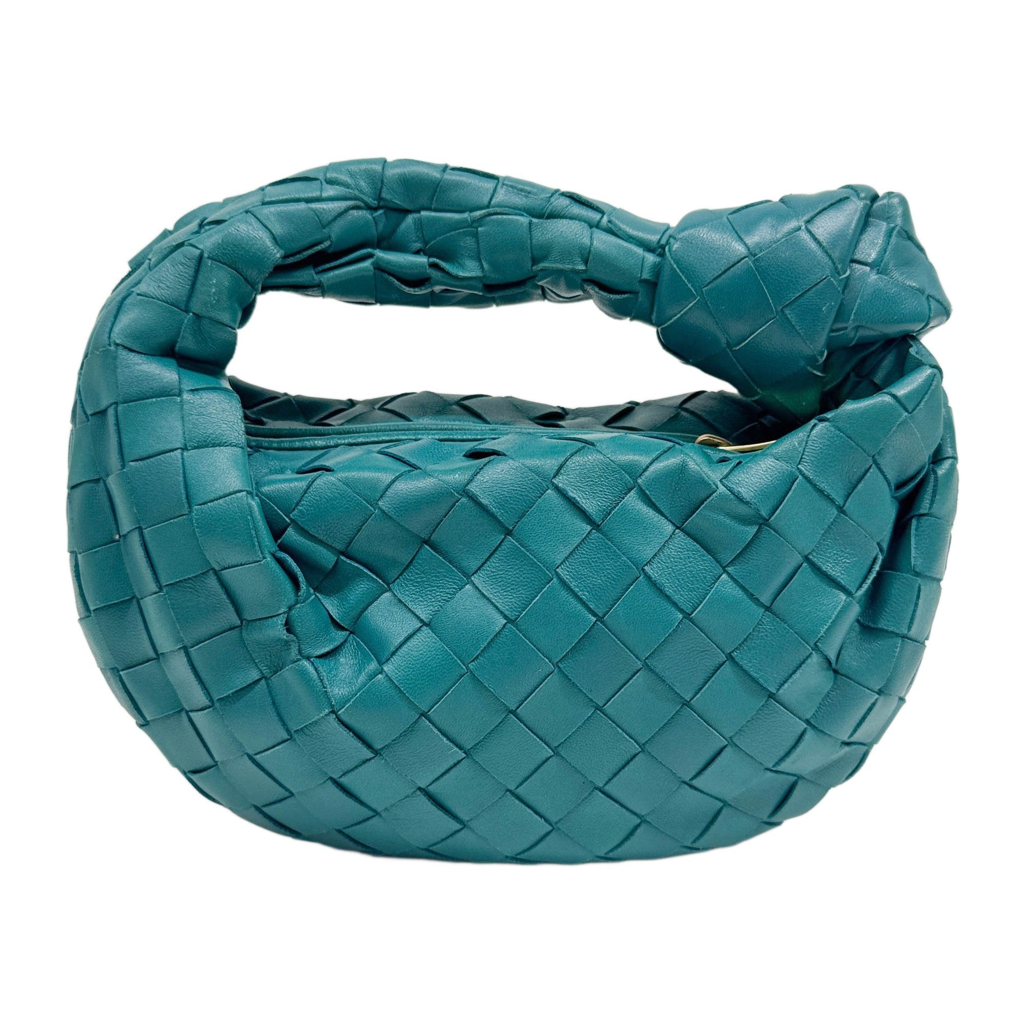 Mini Jodie Intrecciato Teal Leather Hand Bag