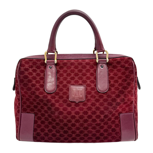 Red Macadam Triomphe Suede Boston Hand Bag