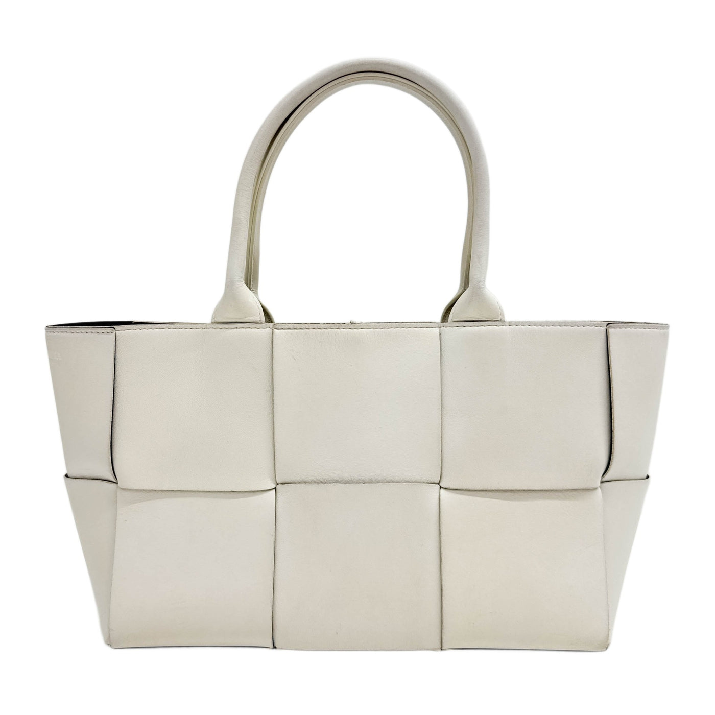 Arco Maxi Intrecciato Cream White Leather Hand Tote Bag