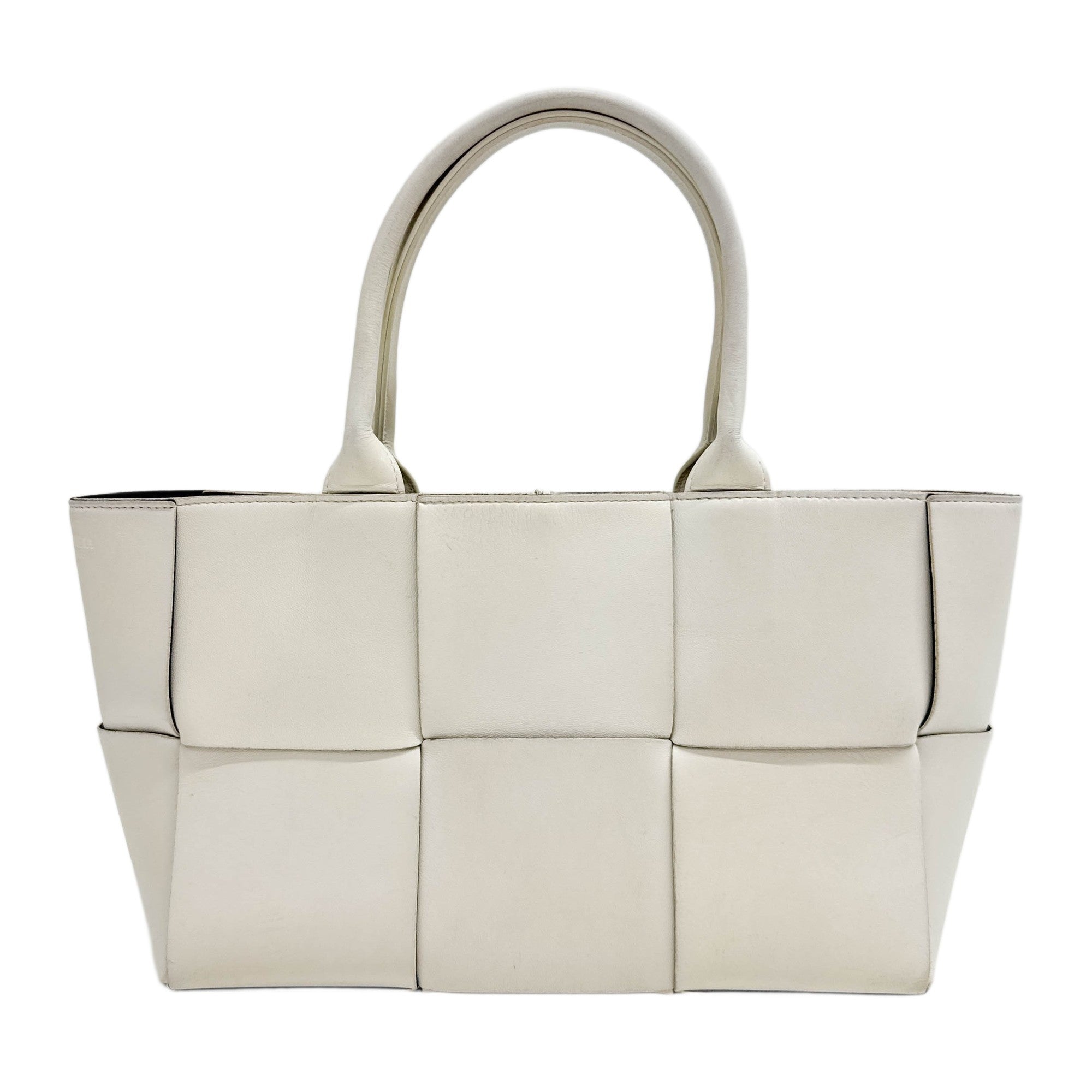 Arco Maxi Intrecciato Cream White Leather Hand Tote Bag