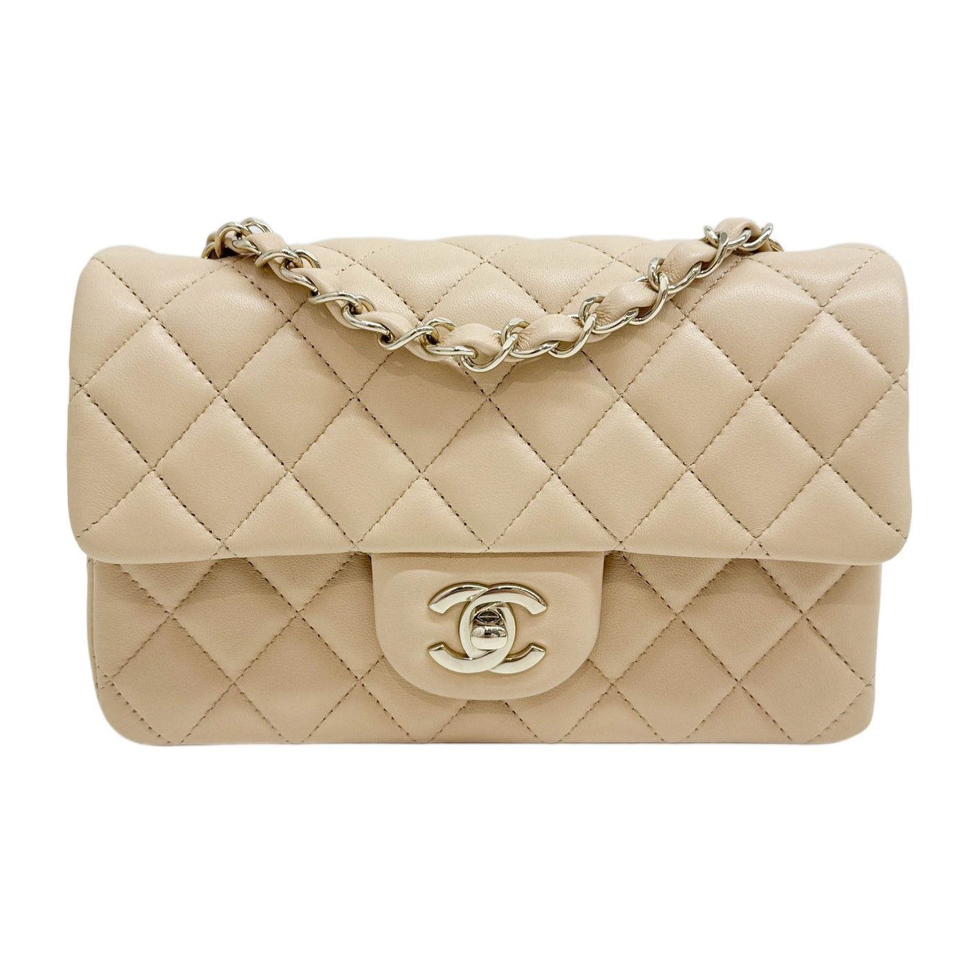 Mini Rectangular Classic Flap 2021-2026 Matelasse Beige Leather Shoulder Bag