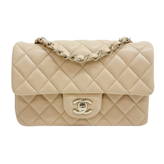 Mini Rectangular Classic Flap 2021-2026 Matelasse Beige Leather Shoulder Bag