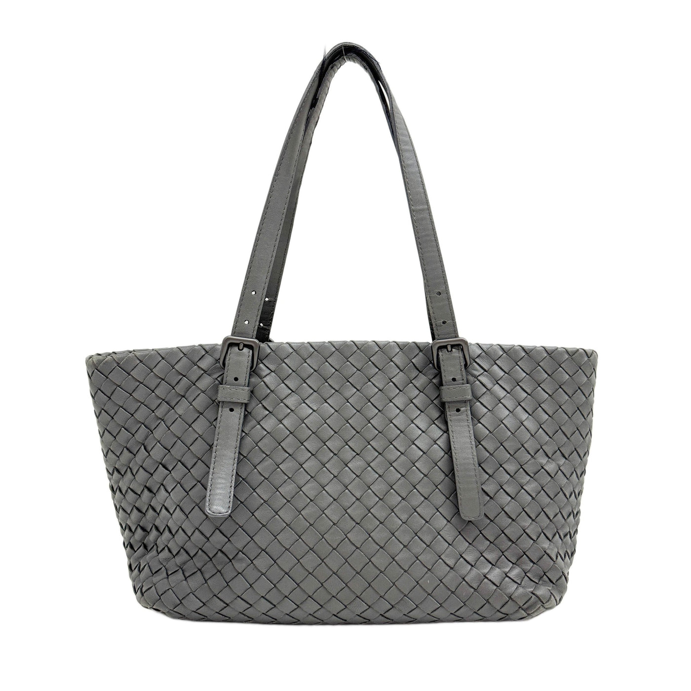 Cesta Intrecciato Grey Leather Tote Bag