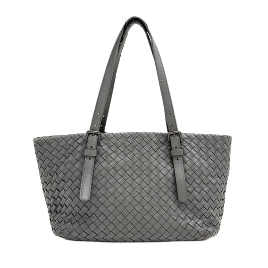 Fourre-Tout Intrecciato Grey Leather Tote Bag