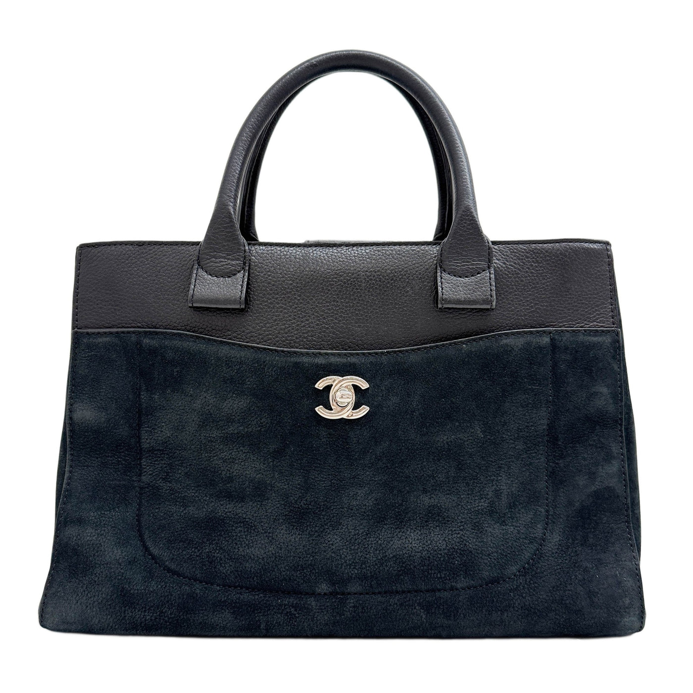 Small Neo Executive 2017-2018 Black Leather Trim Black Nubuck Leather Tote Bag