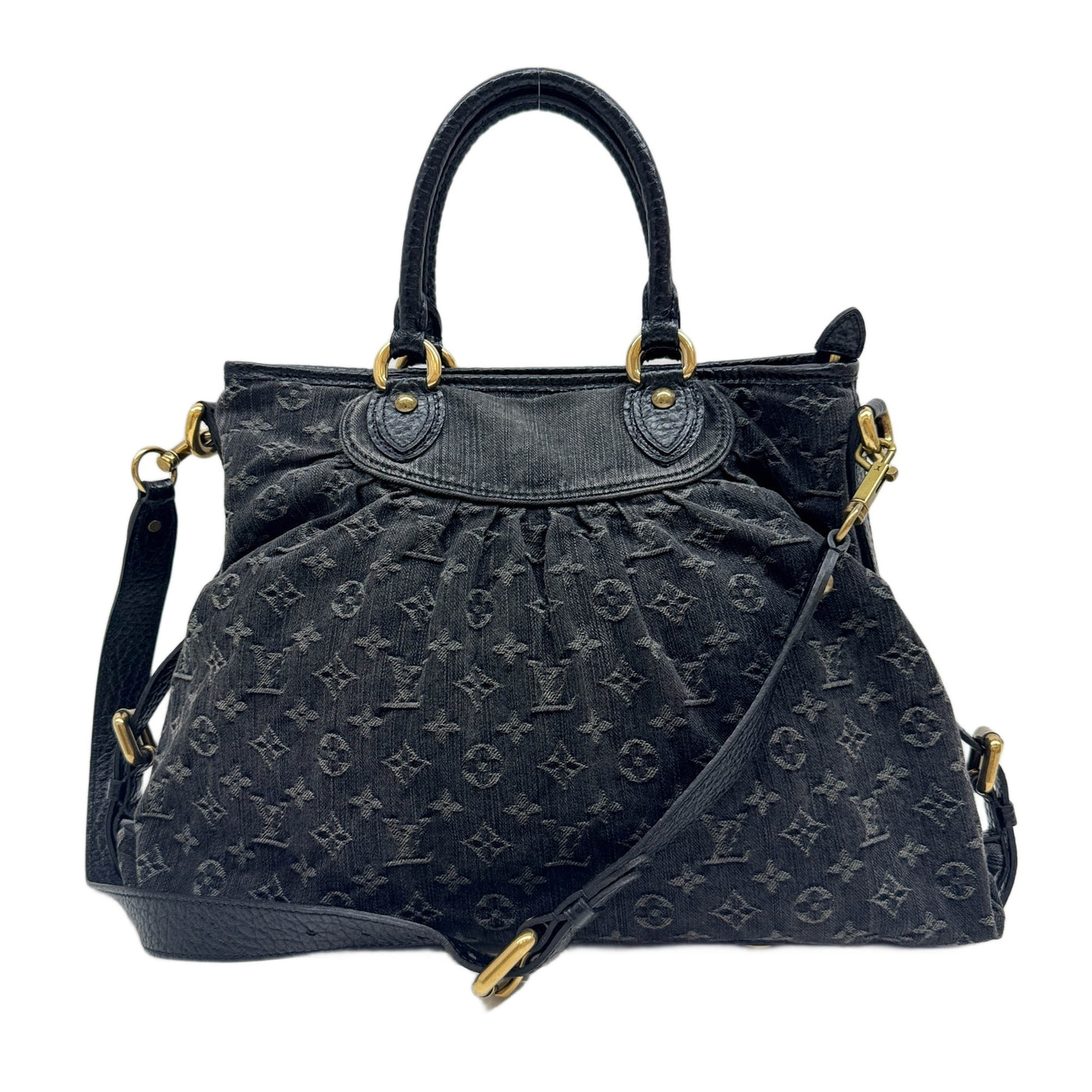 Neo Cabby Black Monogram Canvas Denim Two Way Bag
