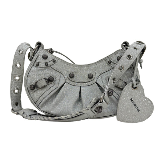 Le Cagole Sparkly Grey Canvas Shoulder Bag