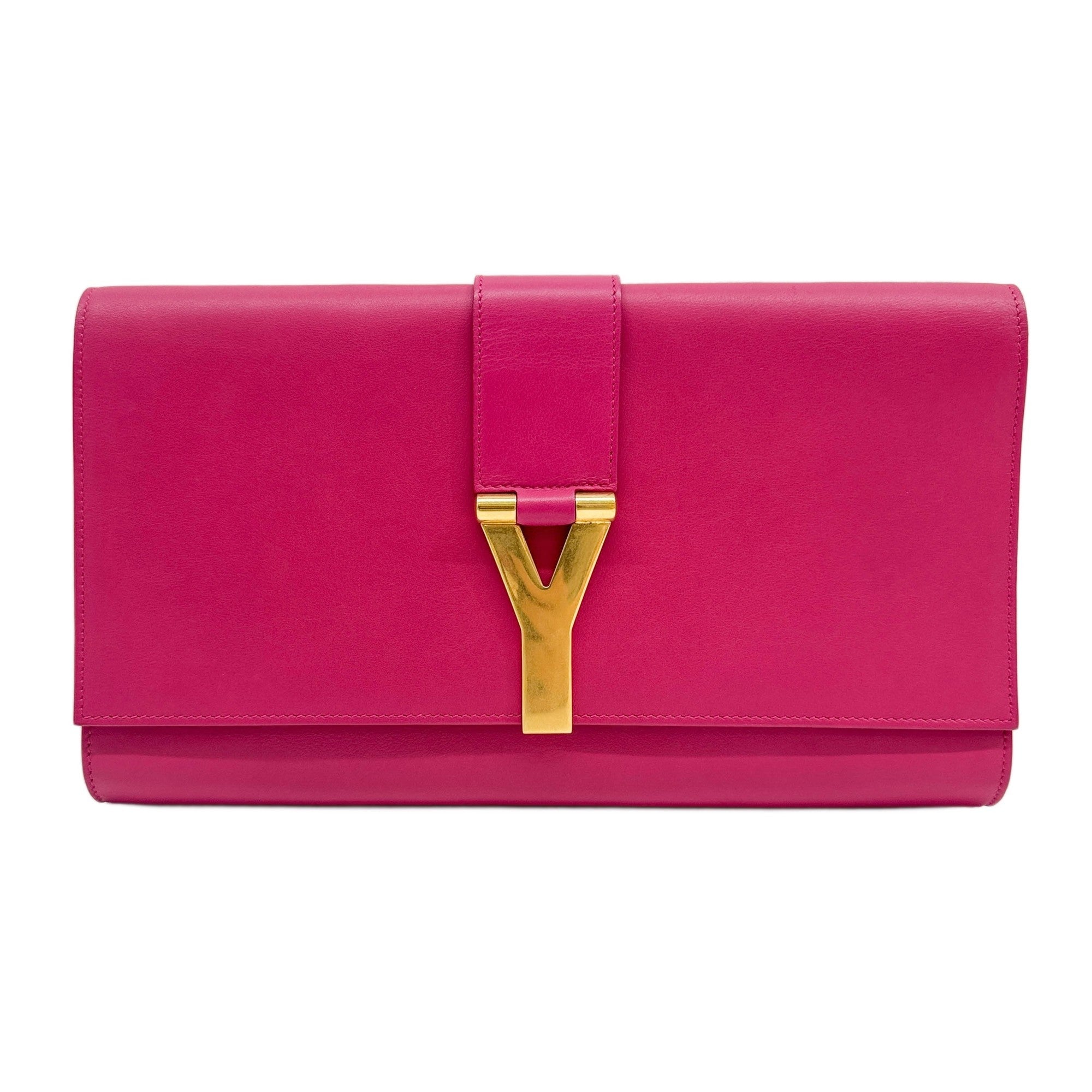 Ligne Y Pink Leather Clutch Bag
