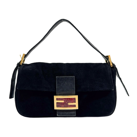Baguette Black Suede Shoulder Bag