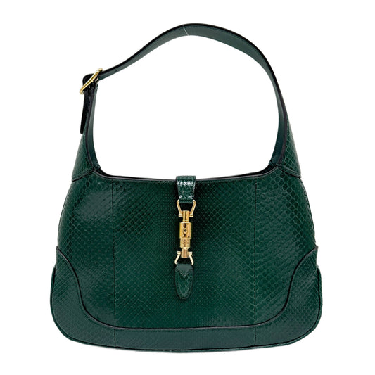 Jackie Green Python Embossed Leather Shoulder Bag