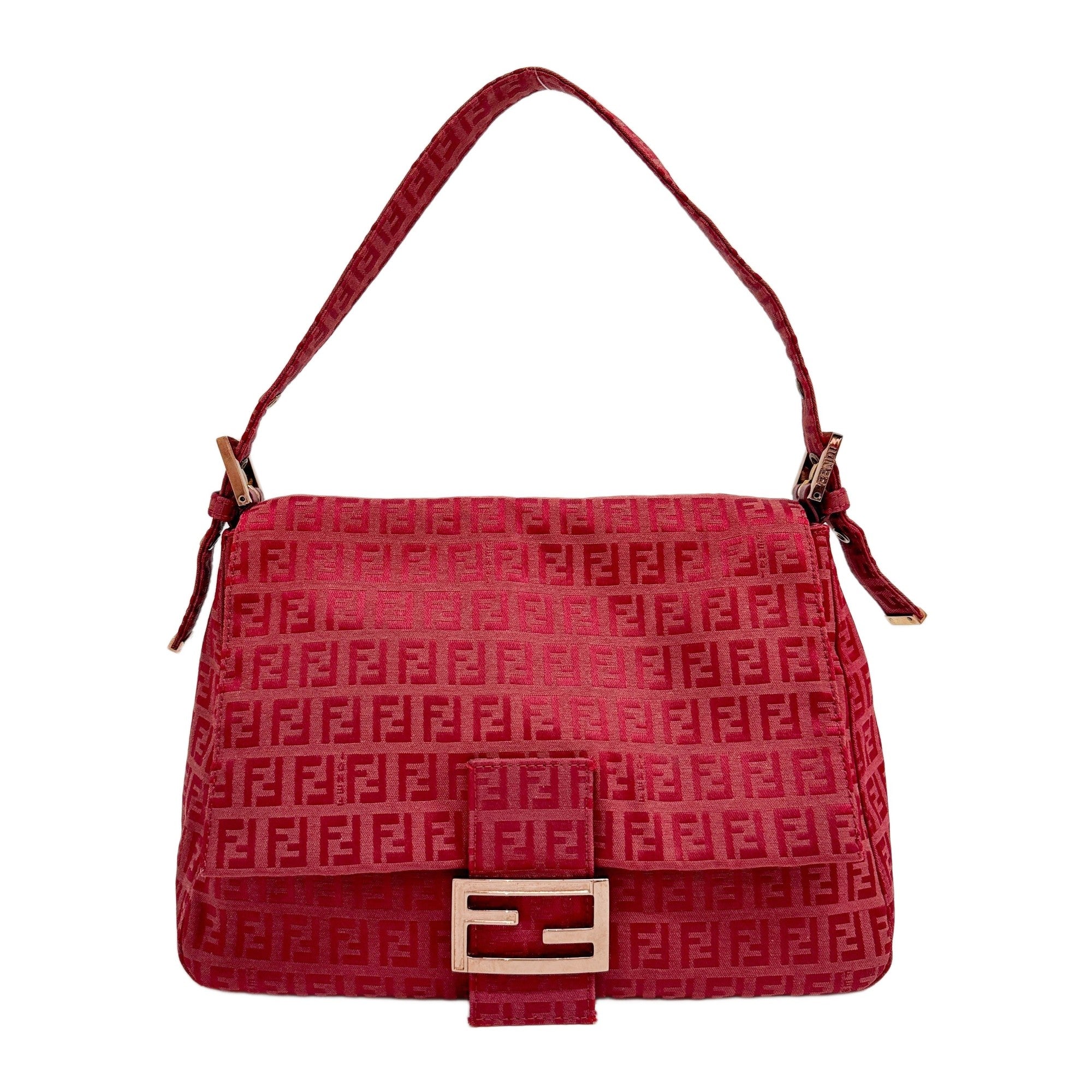 Mamma Baguette Red Zucchino Canvas Shoulder Bag