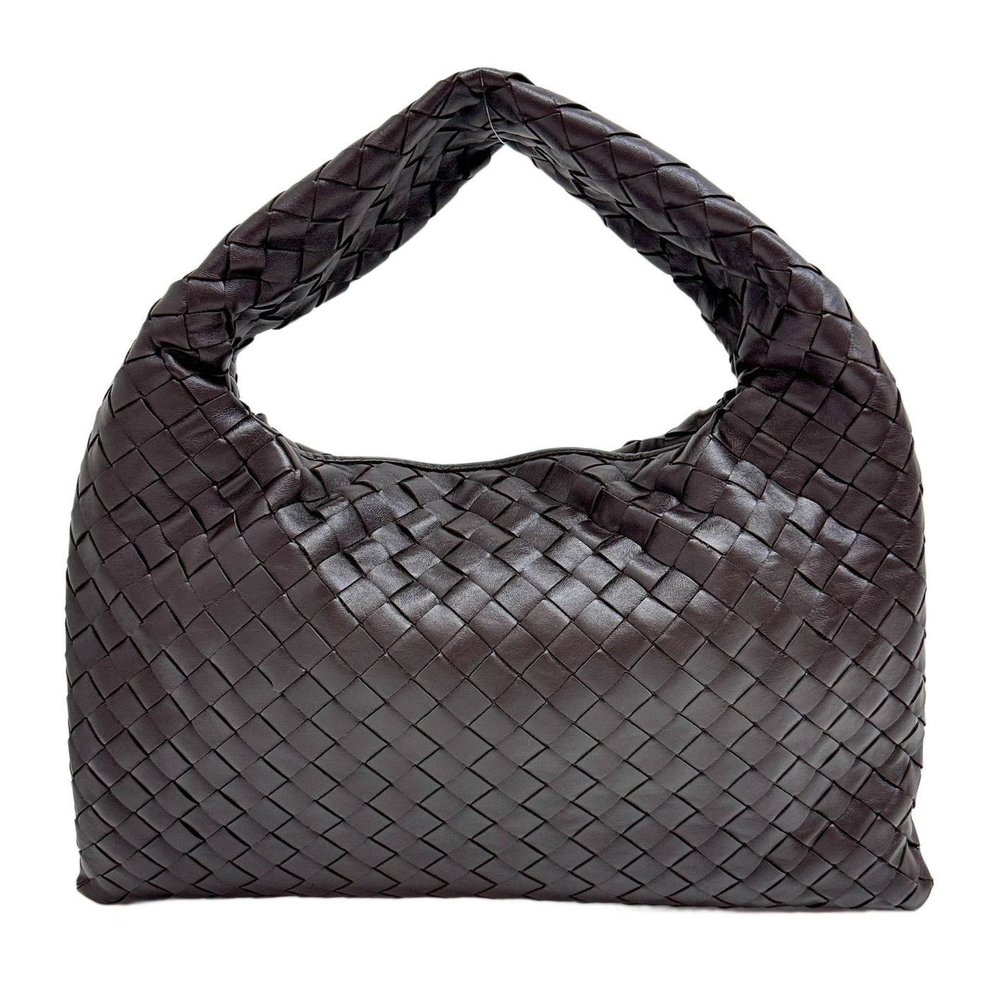 Hop Intrecciato Espresso Brown Leather Shoulder Bag