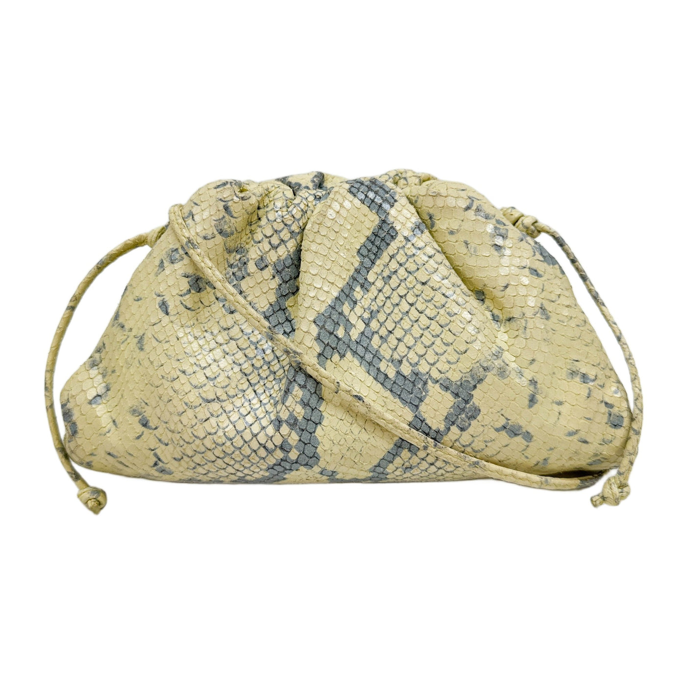 Mini Light Yellow Python Embossed Leather Pouch Shoulder Bag