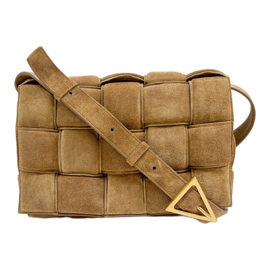 Padded Cassette Brown Suede Shoulder Bag