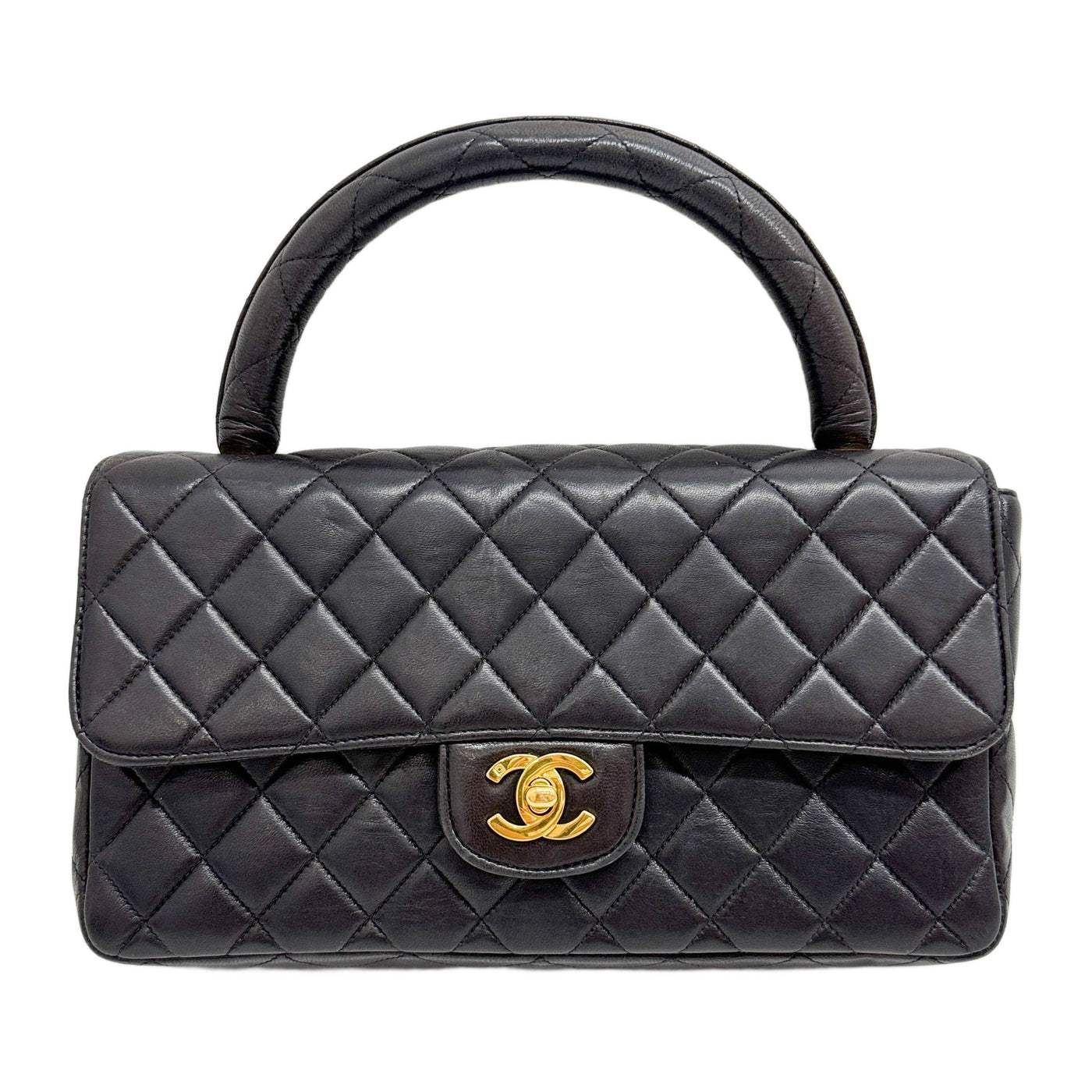 Kelly Flap Top Handle 1991-1994 Matelasse Black Leather Handle Bag