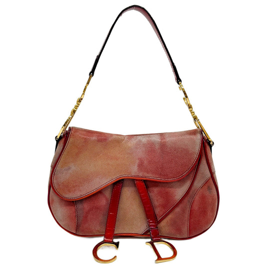 Double Saddle Orange Canvas Shoulder Bag
