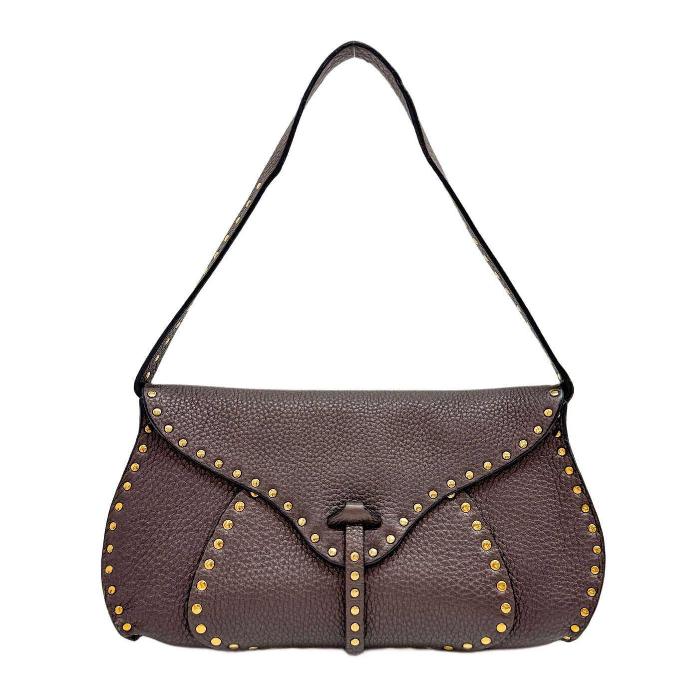 Poulbot Metallic Brown Leather Shoulder Bag
