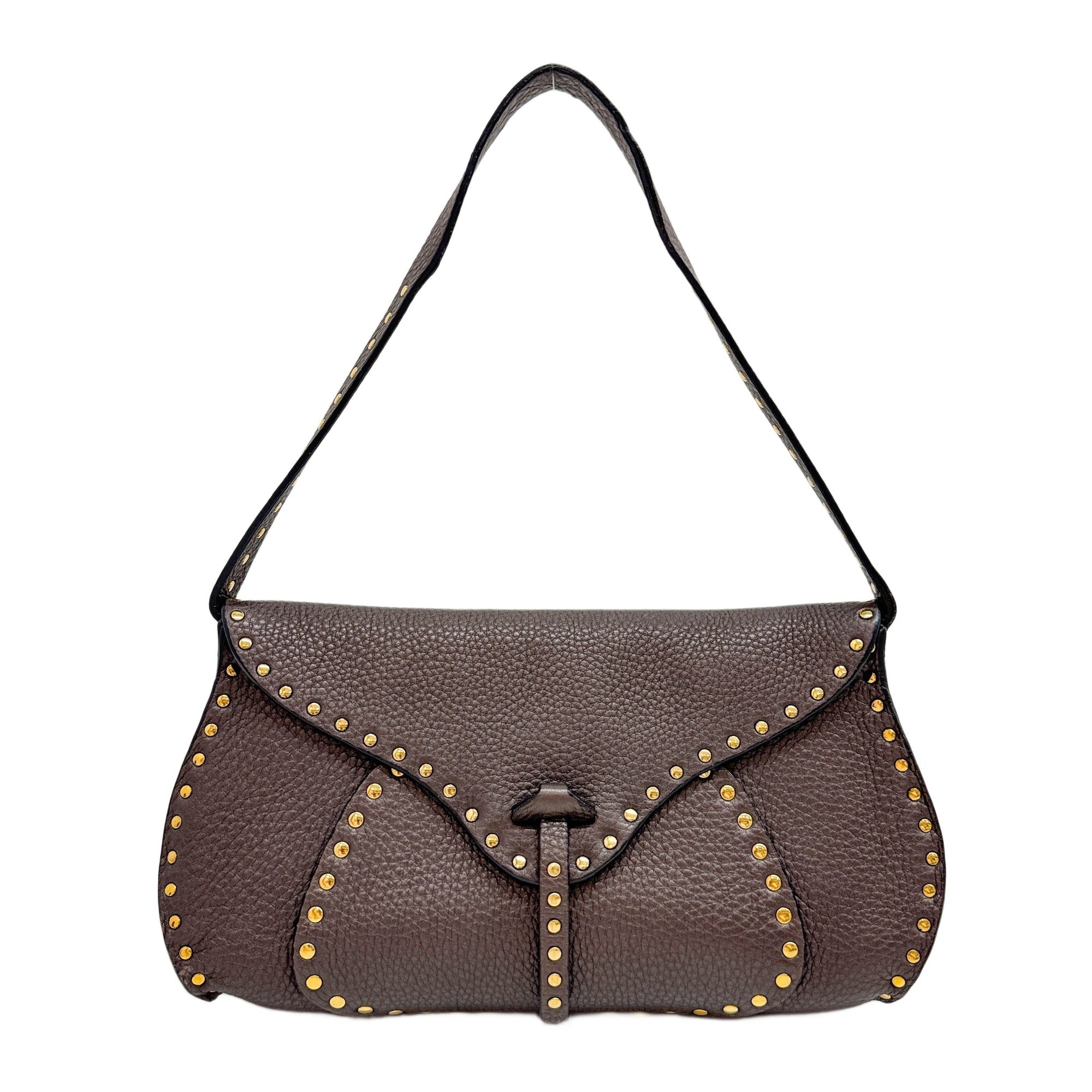 Poulbot Metallic Brown Leather Shoulder Bag