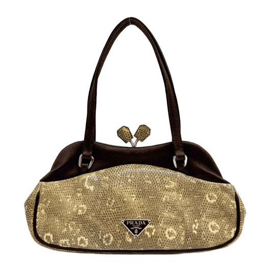 Green Python Embossed Leather Handle Bag