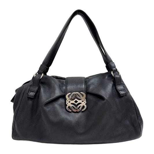 Anagram Black Leather Shoulder Bag