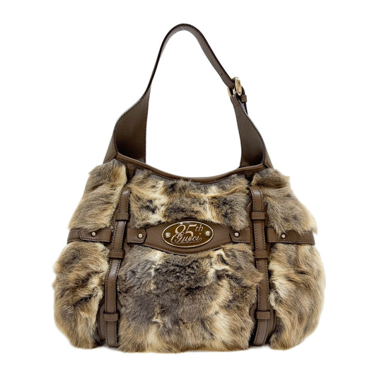Horsebit 85th Anniversary Brown Fur Shoulder Bag