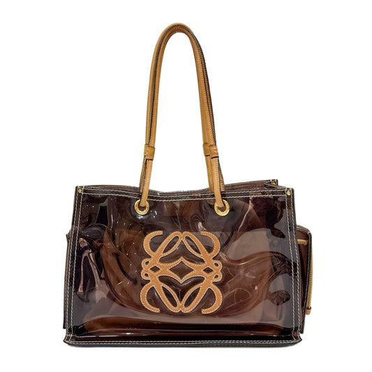 Anagram Brown Vinyl Tote Shoulder Bag