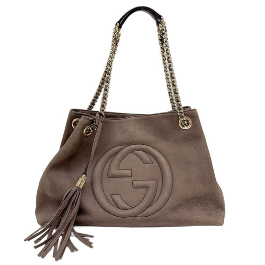 Soho Taupe Nubuck Leather Shoulder Bag