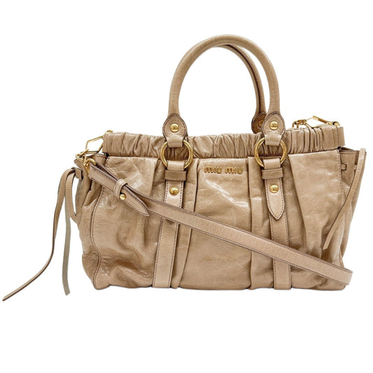 Vitello Beige Leather Two Way Bag