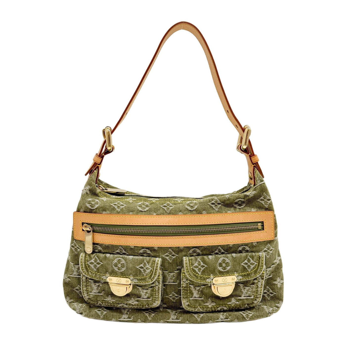 Neo Baggy Green Monogram Canvas Denim Shoulder Bag