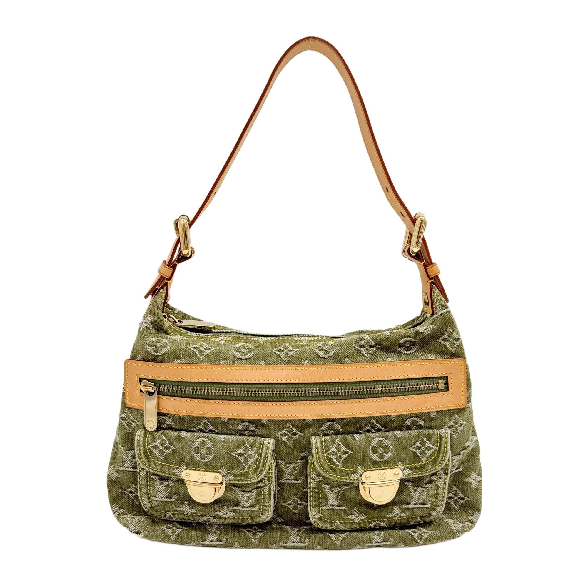 Neo Baggy Green Monogram Canvas Denim Shoulder Bag