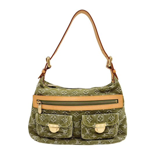 Neo Baggy Green Monogram Canvas Denim Shoulder Bag