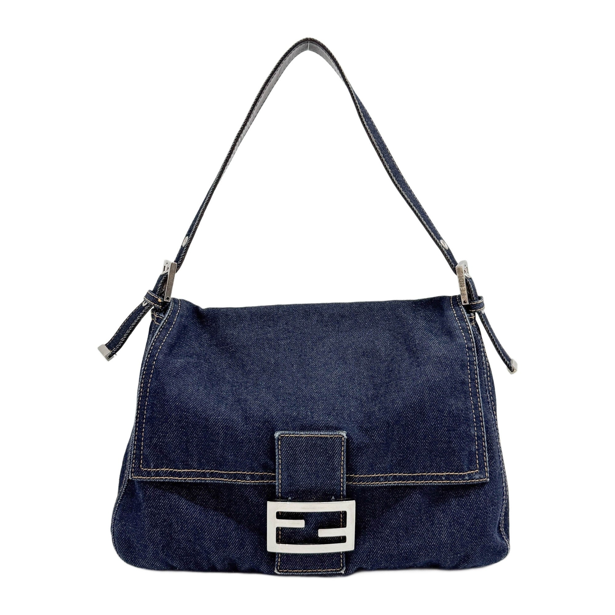 Mamma Baguette Blue Denim Shoulder Bag