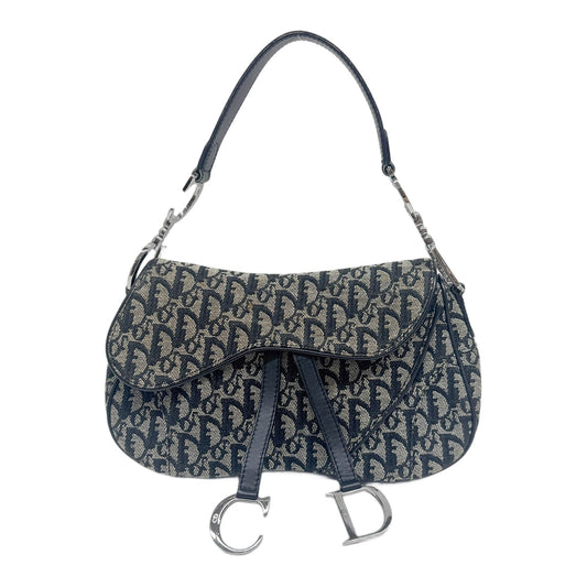 Double Saddle Blue Trotter Canvas Shoulder Bag